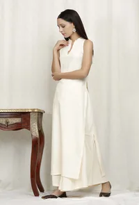 Off White Rayon Kurta image 2