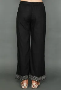 Black Plazzos With Kantha Embroidery image 3