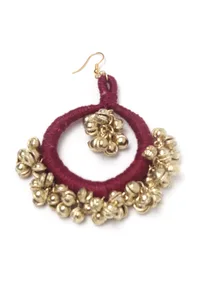 Aza Burgundy Red Ghungroo Tribal Earrings image 3