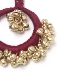 Aza Burgundy Red Ghungroo Tribal Earrings image 4