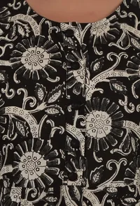Set Of 3: Ajrakh Printed Black Cotton Anarkali, Pant & Dupatta Set image 6