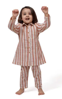 Rustic Stripe Tunic Dress with Waist Belt image 2