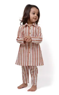 Rustic Stripe Tunic Dress with Waist Belt image 4