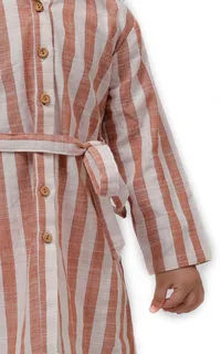 Rustic Stripe Tunic Dress with Waist Belt image 6