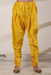 Set of 2: Yellow Kalidar Chanderi Kurta with Churidar image 3