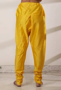 Set of 2: Yellow Kalidar Chanderi Kurta with Churidar image 4