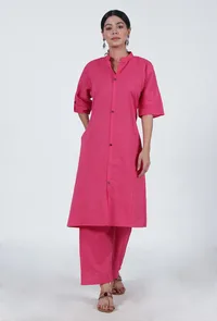 Pink Cotton Kurta image 1
