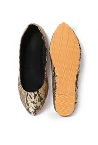 Black Pointed Toe Brocade Ballerina Flats image 2