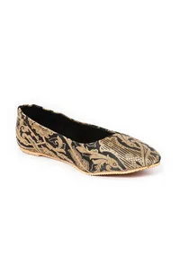 Black Pointed Toe Brocade Ballerina Flats image 3