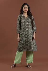 Elegant Patola Printed Tussar Silk Ethnic Kurta image 1