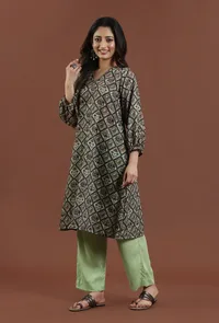 Elegant Patola Printed Tussar Silk Ethnic Kurta image 2