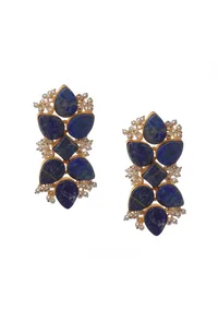 Auster Blue Gold Stone Pearl Earrings image 2