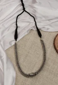 German Silver Dolki Bead Ghunghru Chain With Patua Dori Long Necklace image 2