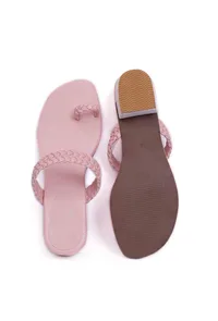 Baby Pink Knotted Cruelty Free Leather Sandals image 3