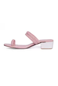 Baby Pink Knotted Cruelty Free Leather Sandals image 4