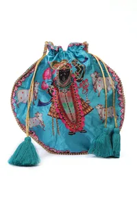 Heavenly Sky Blue Shreenathji With Lotus Potli image 3