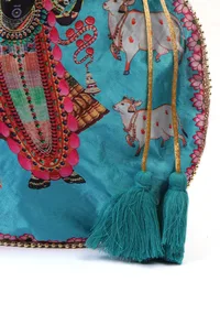 Heavenly Sky Blue Shreenathji With Lotus Potli image 5