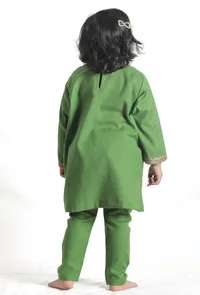 Green Pure Woollen Phiran set image 4