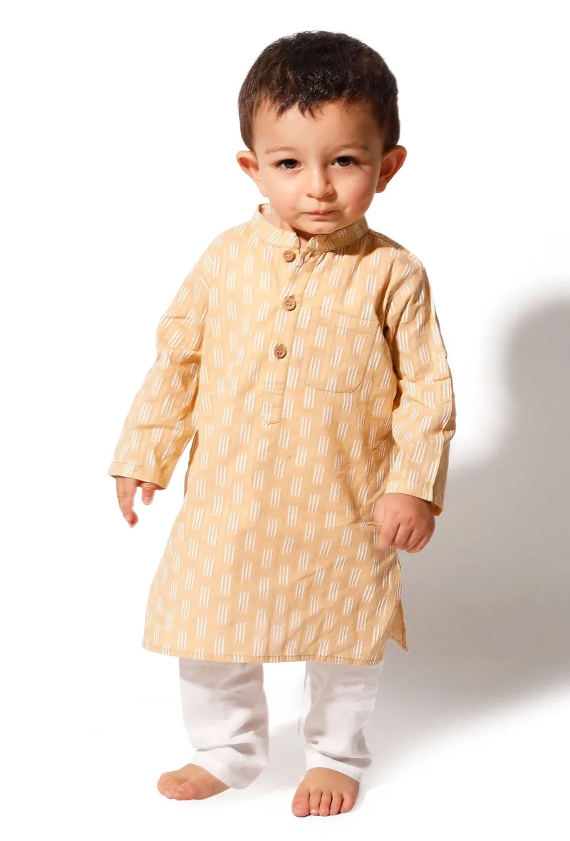Caramel Brown Cotton Kurta Pyjama Set