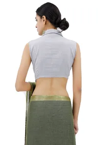 Collared Blouse With Off-White Kantha Embroidery image 3