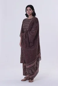 Block Printed Green Color Cotton Dupatta image 2