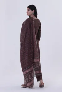 Block Printed Green Color Cotton Dupatta image 3