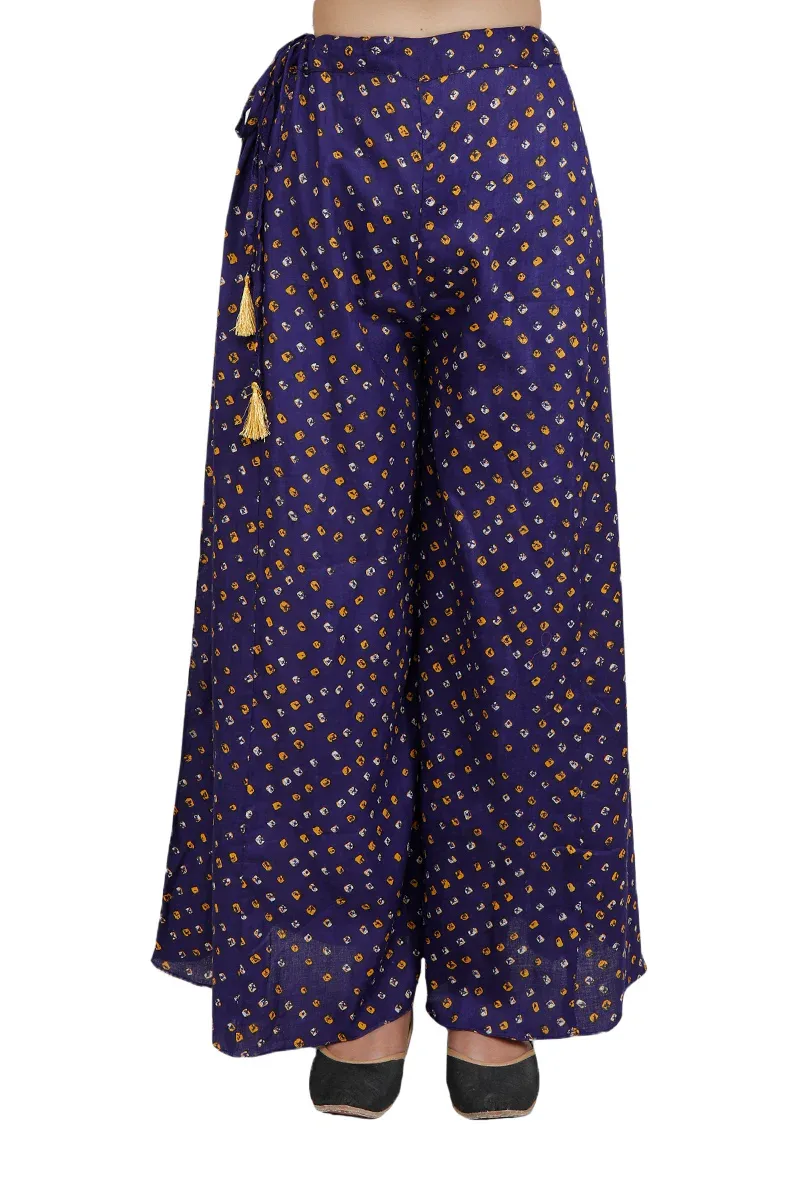 Purple Cotton Silk Bandhani Palazzo