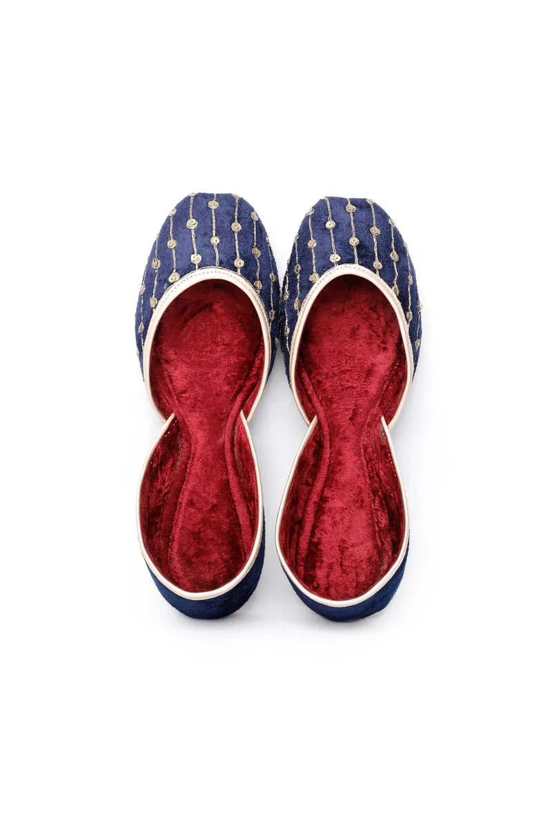 Cobalt Blue Contrast Velvet Jutti