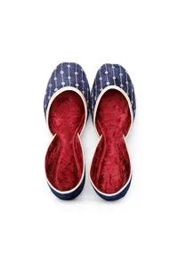 Cobalt Blue Contrast Velvet Jutti image 1