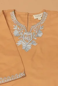 Beige Pure Woollen Phiran set image 6