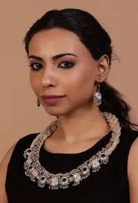 Monochrome Ghunghru Chic Jute Jewelry Set image 1