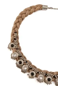 Monochrome Ghunghru Chic Jute Jewelry Set image 3