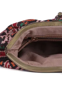 Green, Red & Multi Silk Patola Print Gathered Clutch image 6