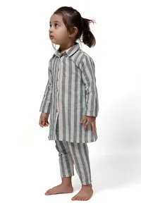 Set of 2 - Green Stripe Tunic Dress with Pants image 2