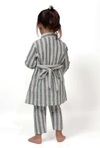 Set of 2 - Green Stripe Tunic Dress with Pants image 3