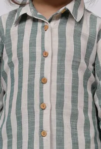 Set of 2 - Green Stripe Tunic Dress with Pants image 4