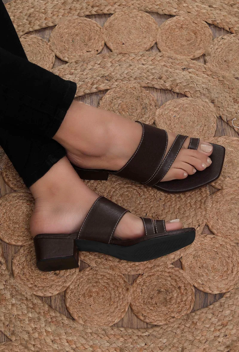Umber Brown Cruelty Free Leather Strap Heels