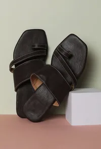 Umber Brown Cruelty Free Leather Strap Heels image 2