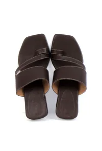 Umber Brown Cruelty Free Leather Strap Heels image 3