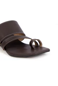 Umber Brown Cruelty Free Leather Strap Heels image 6