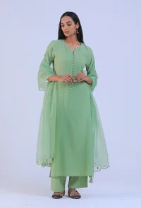 Green Cotton Dupatta image 1