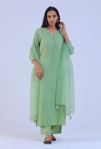 Green Cotton Dupatta image 2