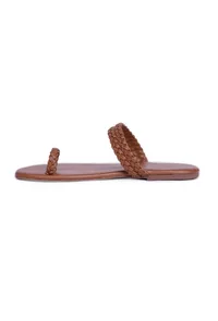 Caramel Brown Knotted Cruelty Free Leather Sandals image 4