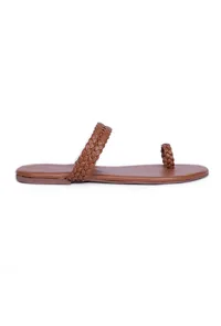 Caramel Brown Knotted Cruelty Free Leather Sandals image 5