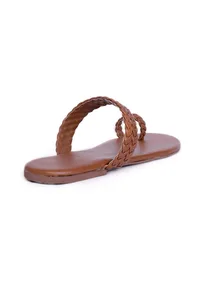 Caramel Brown Knotted Cruelty Free Leather Sandals image 6