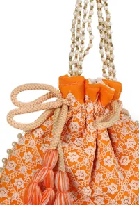 Citrus Orange Chikankari Georgette Potli image 5