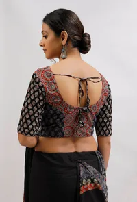 Red and Blue Ajrak Print Front Open Blouse image 6