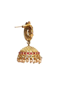 Gold & Pink Kundan Gold Earrings image 3