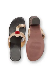 Black with Red Pom Brocade Kolhapuri Inspired image 2