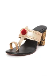 Black with Red Pom Brocade Kolhapuri Inspired image 5